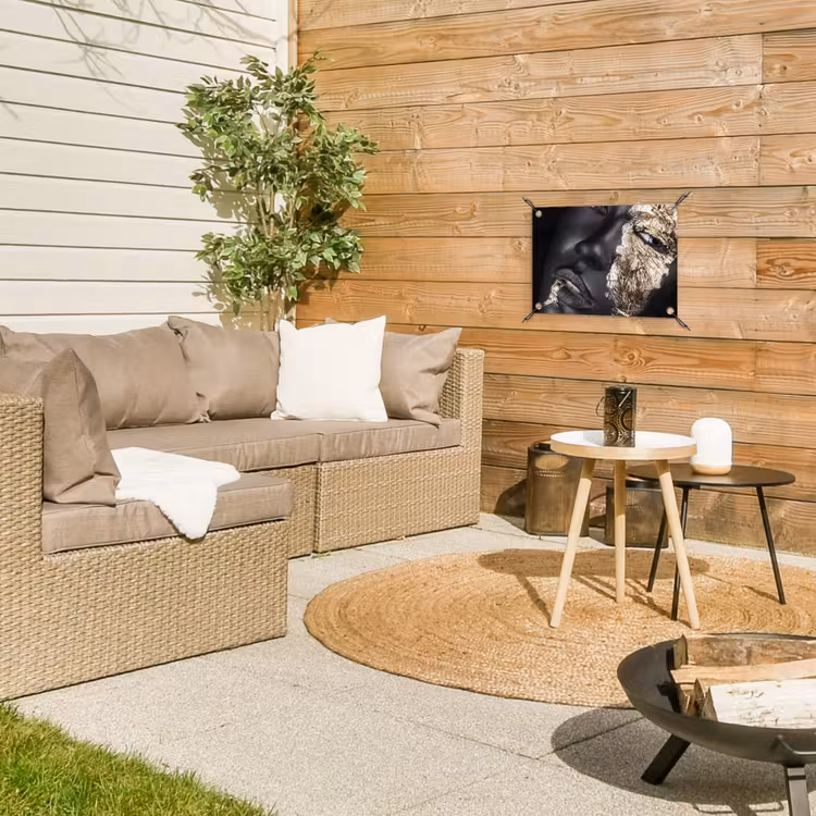 Vrouw - Goud - Zwart - Verf - Luxe tuinposter los doek klein -sfeer4