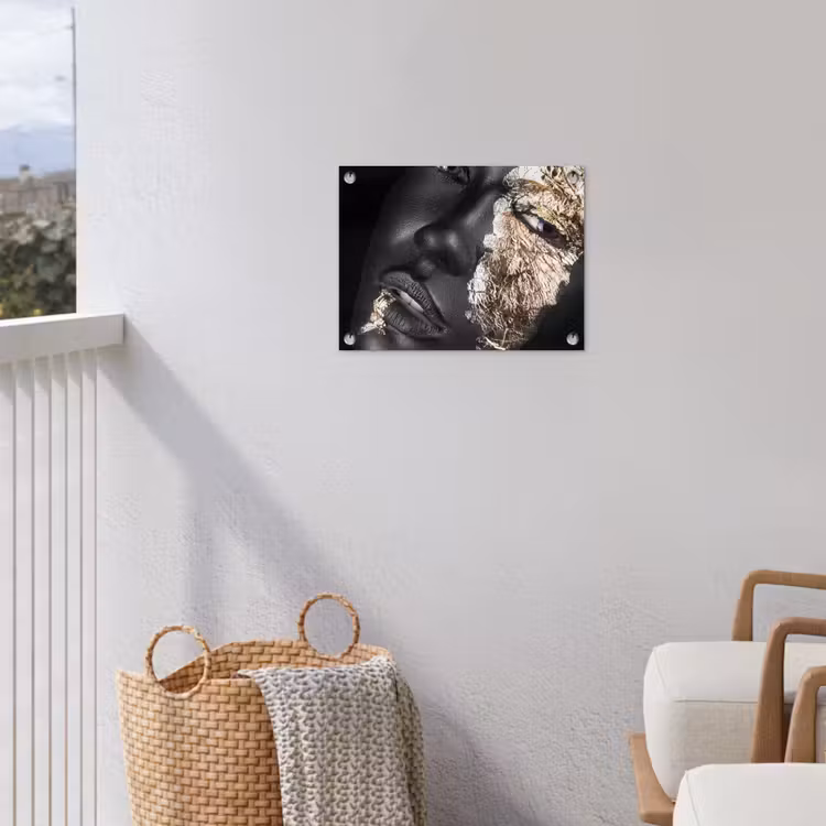 Vrouw - Goud - Zwart - Verf - Luxe tuinposter los doek klein -sfeer8