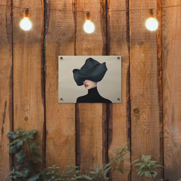 Vrouw - Groen - Hoed tuinposter los doek klein -sfeer1