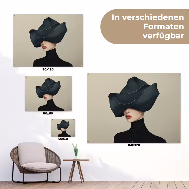 Vrouw - Groen - Hoed tuinposter los doek klein -Xsfeer9_DE
