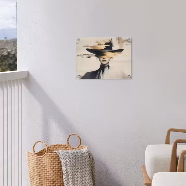 Vrouw - Hoed - Verf tuinposter los doek klein -sfeer8