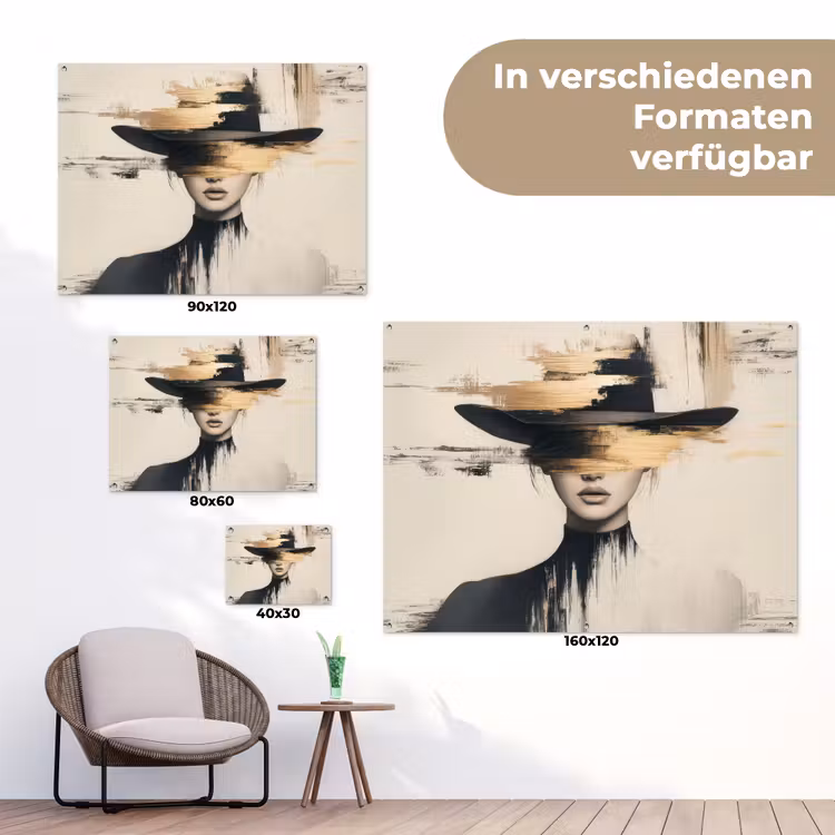 Vrouw - Hoed - Verf tuinposter los doek klein -Xsfeer9_DE