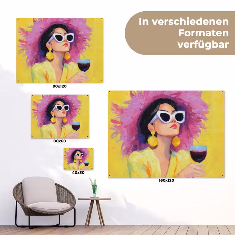 Vrouw - Hoed - Paars - Wijn tuinposter los doek klein -Xsfeer9_DE