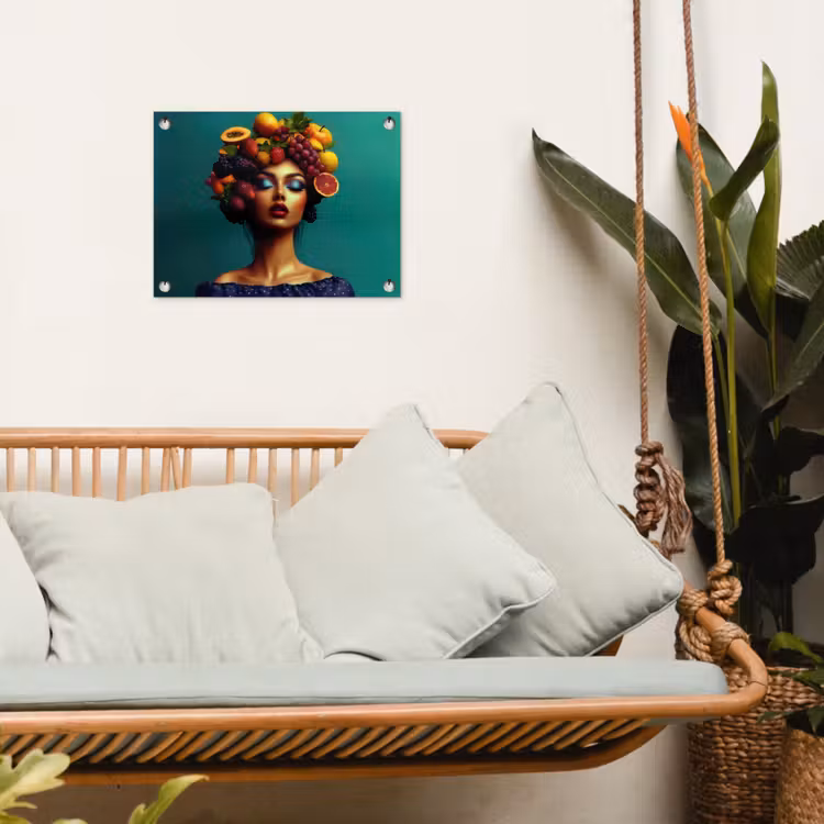 Vrouw - Hoodtooi - Tropisch - Fruit - Druiven tuinposter los doek klein -sfeer7