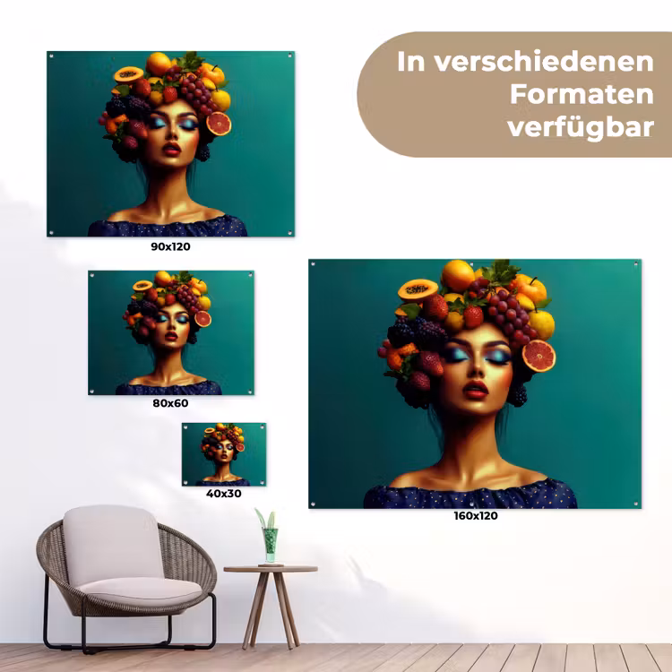 Vrouw - Hoodtooi - Tropisch - Fruit - Druiven tuinposter los doek klein -Xsfeer9_DE
