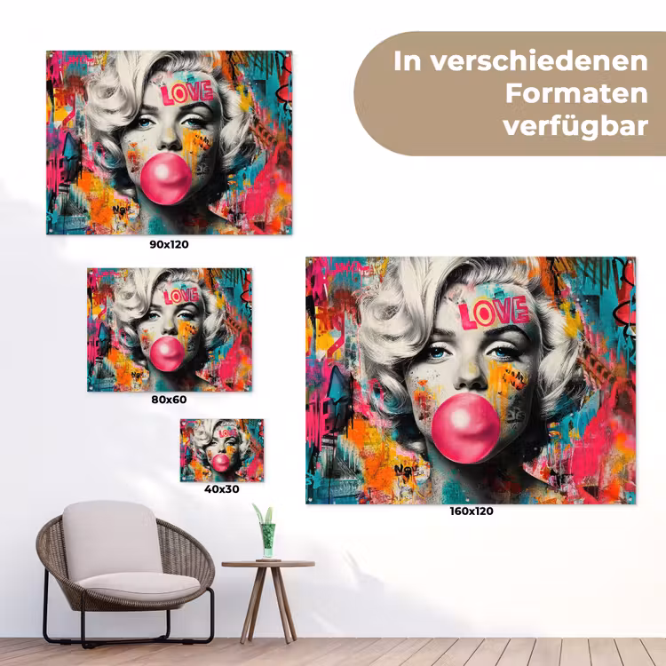 Vrouw - Kauwgom - Graffiti - Neonkleuren tuinposter los doek klein -Xsfeer9_DE