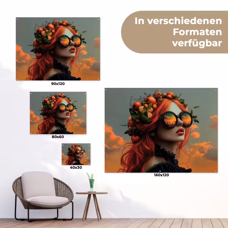 Vrouw - Kroon - Tomaat - Bascilicum - Zonnebril tuinposter los doek klein -Xsfeer9_DE