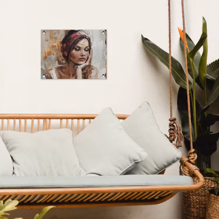 Vrouw - Verflook - Portret - Modern tuinposter los doek klein -sfeer7