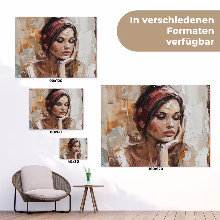 Vrouw - Verflook - Portret - Modern tuinposter los doek klein -Xsfeer9_DE