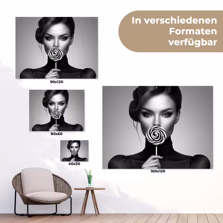 Vrouw - Lolly - Zwart tuinposter los doek klein -Xsfeer9_DE
