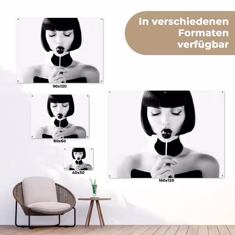 Vrouw - Lolly - Zwart - Wit tuinposter los doek klein -Xsfeer9_DE