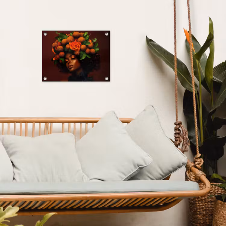 Vrouw - lychee - exotisch tuinposter los doek klein -sfeer7