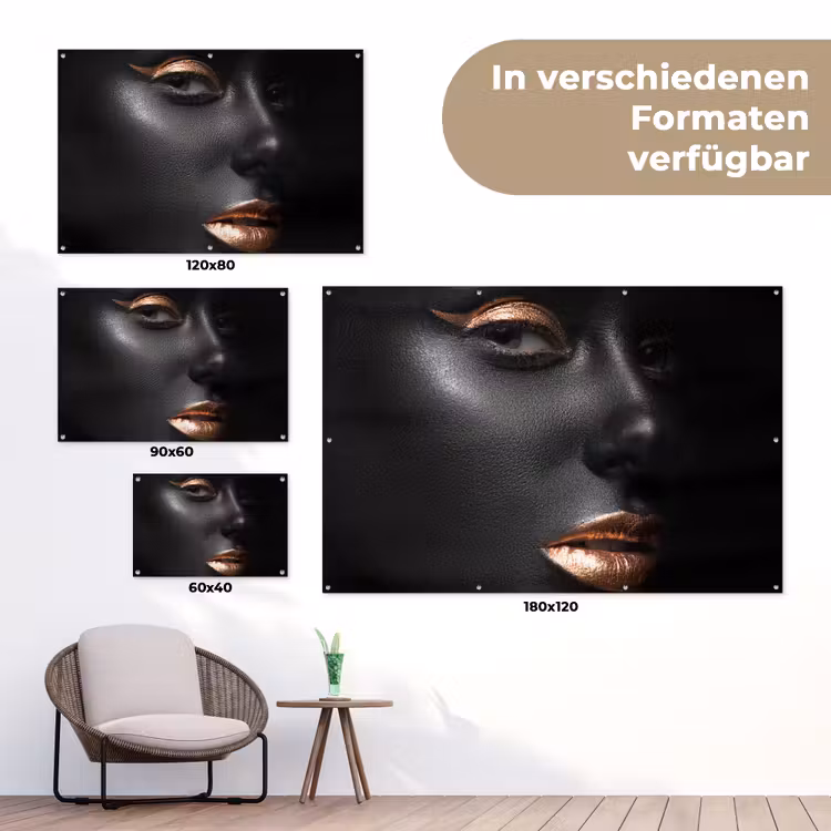 Vrouw - Make-up - Koper - Zwart tuinposter los doek klein -Xsfeer9_DE