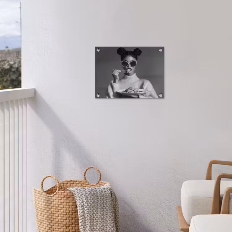Vrouw - Pasta - Zonnebril tuinposter los doek klein -sfeer8