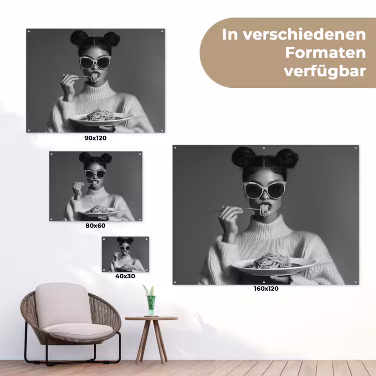 Vrouw - Pasta - Zonnebril tuinposter los doek klein -Xsfeer9_DE