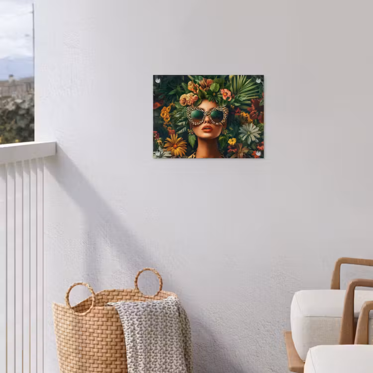 Vrouw - Panterprint - Jungle - Natuur - Luxe tuinposter los doek klein -sfeer8