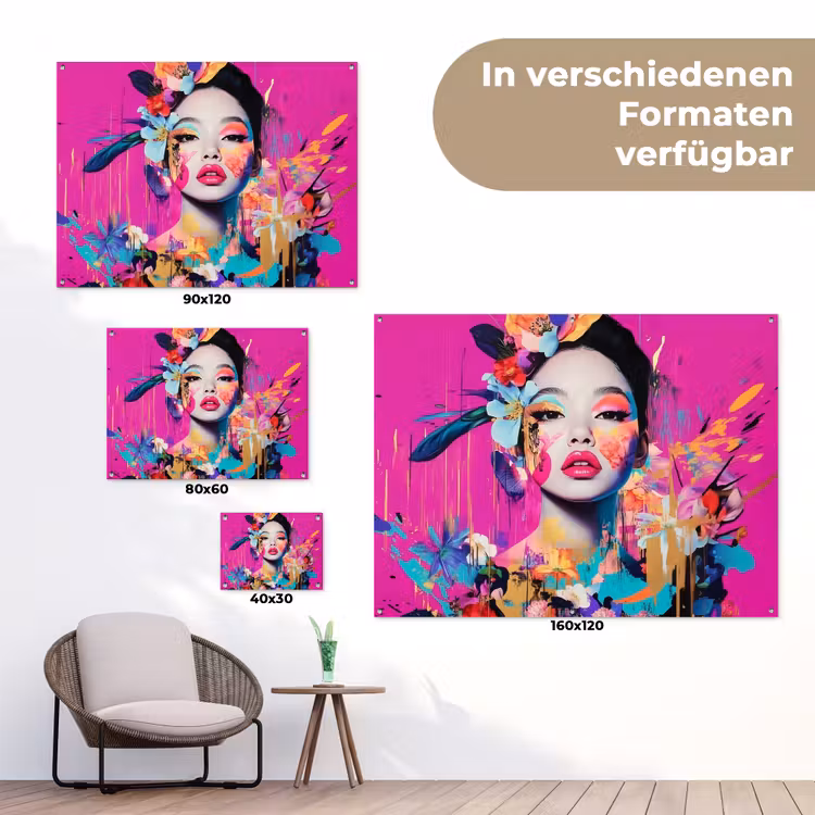 Vrouw - Portret - Abstract - Paars tuinposter los doek klein -Xsfeer9_DE