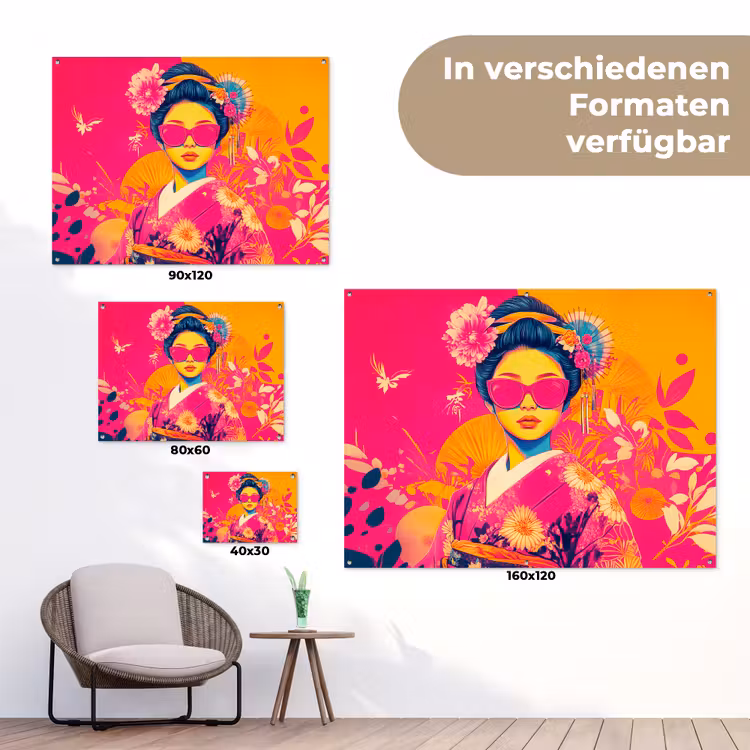 Vrouw - Zonnebril - Abstract - Oranje tuinposter los doek klein -Xsfeer9_DE
