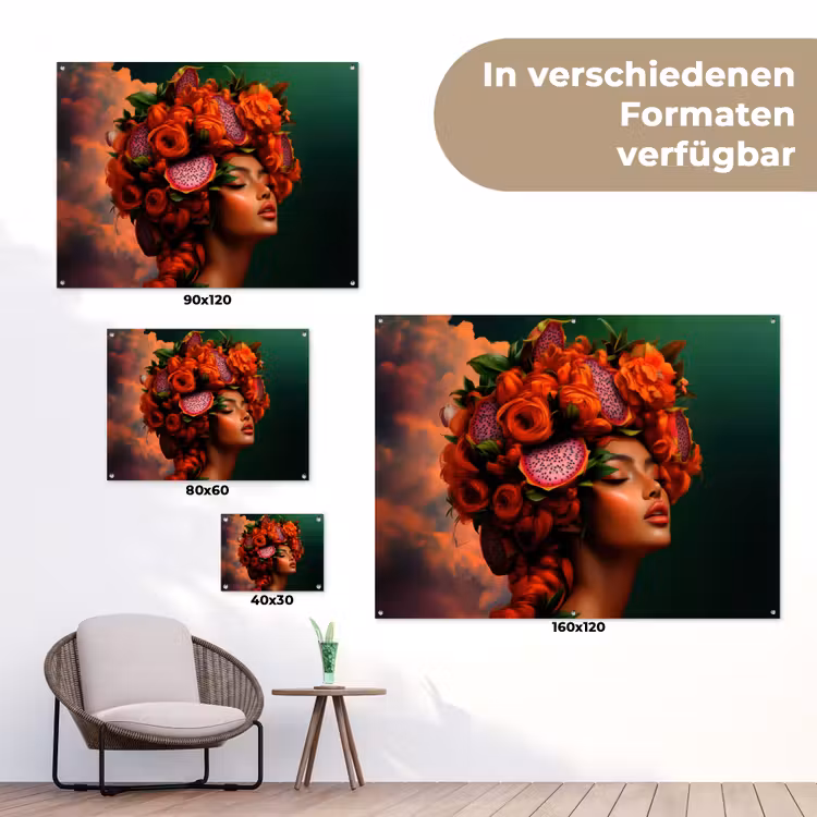 Vrouw - Drankenfruit - Rozen tuinposter los doek klein -Xsfeer9_DE