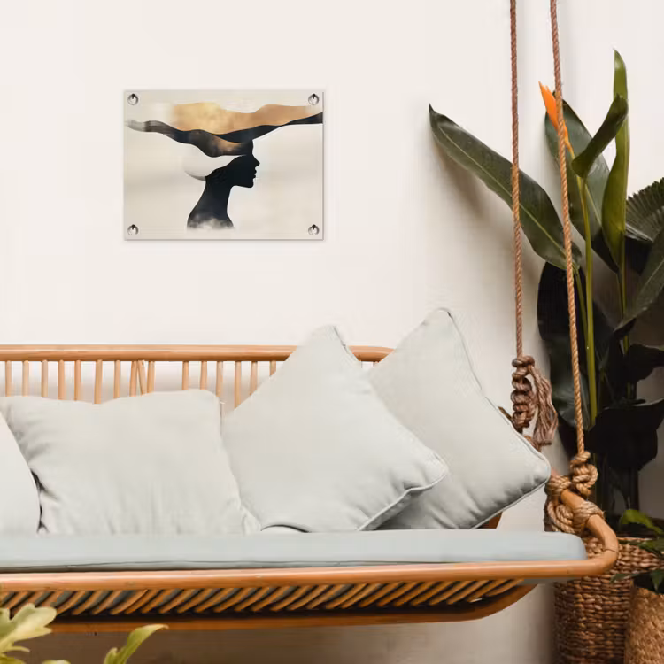 Vrouw - Golven - Zwart tuinposter los doek klein -sfeer7
