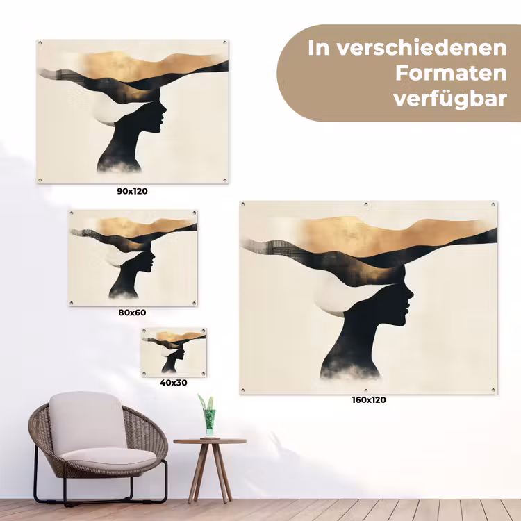 Vrouw - Golven - Zwart tuinposter los doek klein -Xsfeer9_DE