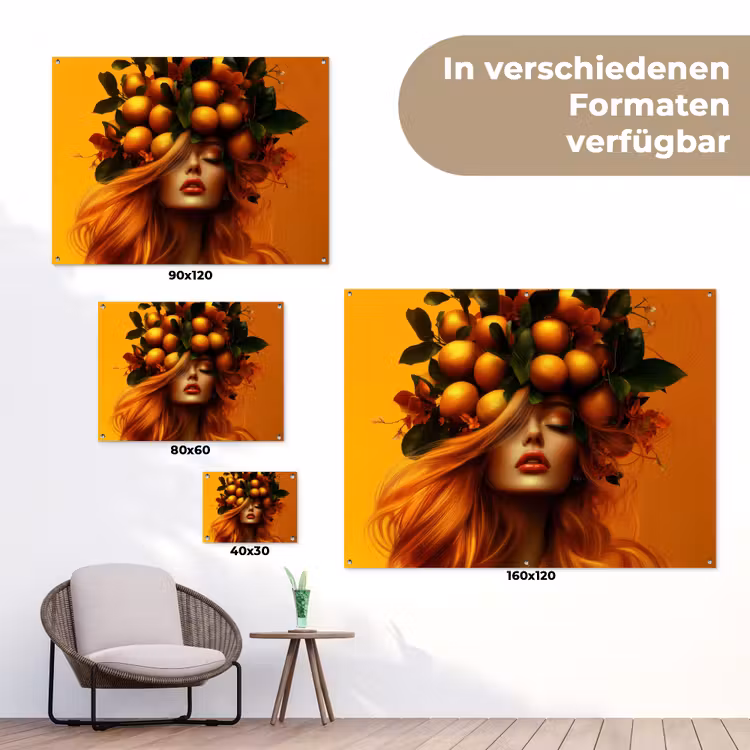Vrouw - Citroenen - Bloesem - Geel tuinposter los doek klein -Xsfeer9_DE