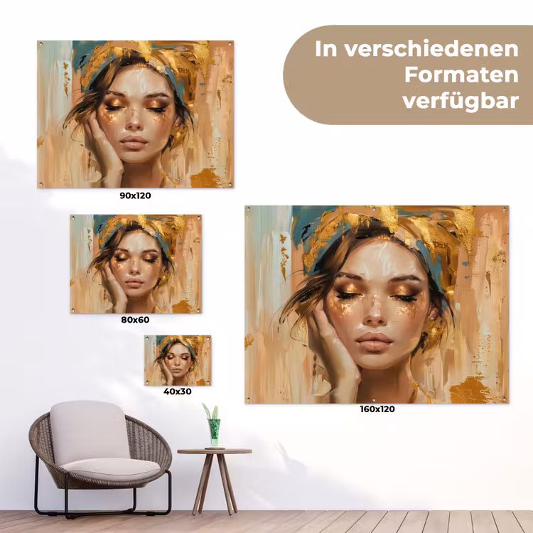 Vrouwen - Portret - Luxe - Goud tuinposter los doek klein -Xsfeer9_DE