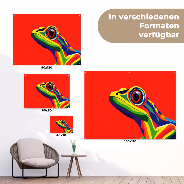 Kikker - Kleurrijk - Strepen - Ogen tuinposter los doek klein -Xsfeer9_DE