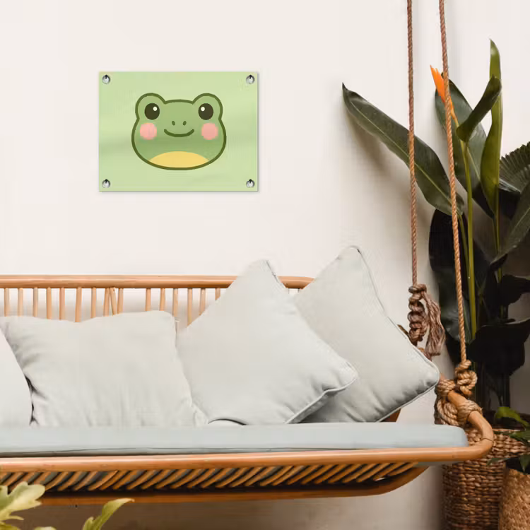 Kikker - Groen - Vriendelijkheid tuinposter los doek klein -sfeer7