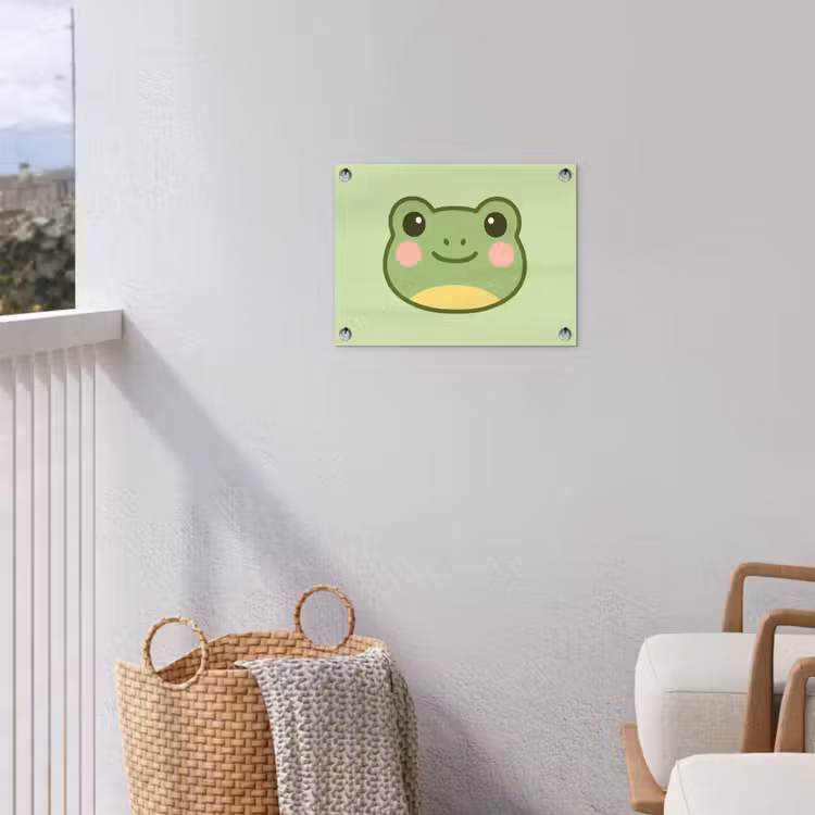 Kikker - Groen - Vriendelijkheid tuinposter los doek klein -sfeer8