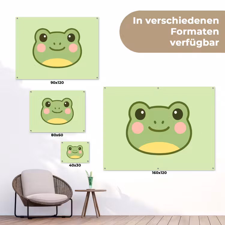 Kikker - Groen - Vriendelijkheid tuinposter los doek klein -Xsfeer9_DE
