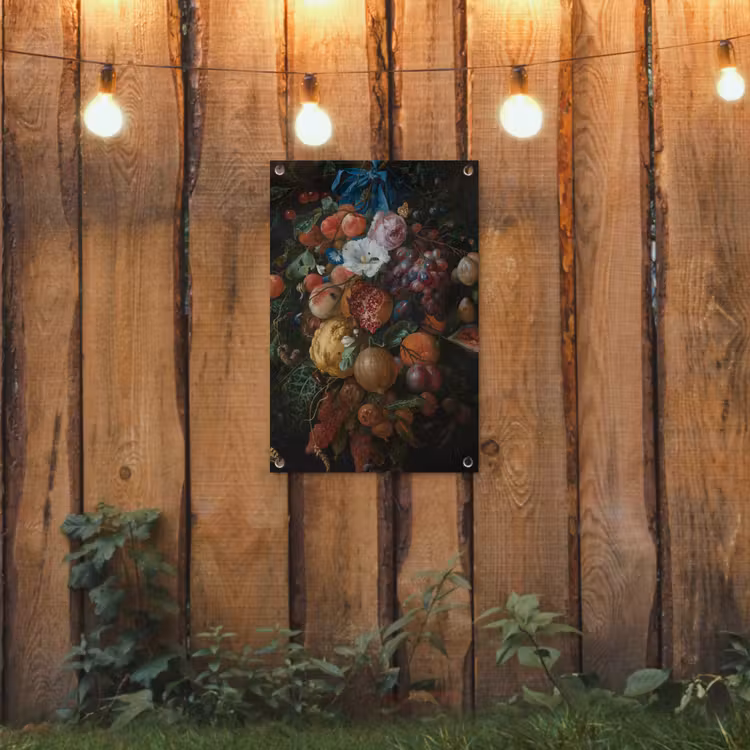 Festoen van vruchten en bloemen - Schilderij van Jan Davidsz. de Heem tuinposter los doek klein -sfeer1