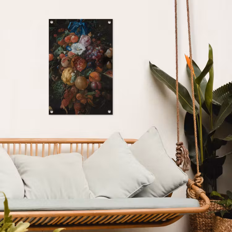 Festoen van vruchten en bloemen - Schilderij van Jan Davidsz. de Heem tuinposter los doek klein -sfeer7
