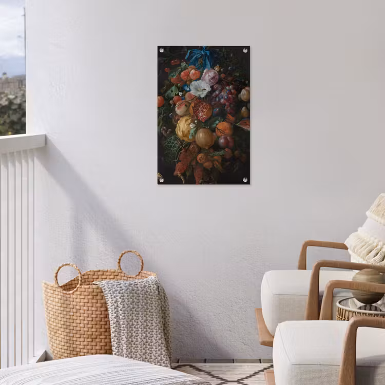 Festoen van vruchten en bloemen - Schilderij van Jan Davidsz. de Heem tuinposter los doek klein -sfeer8
