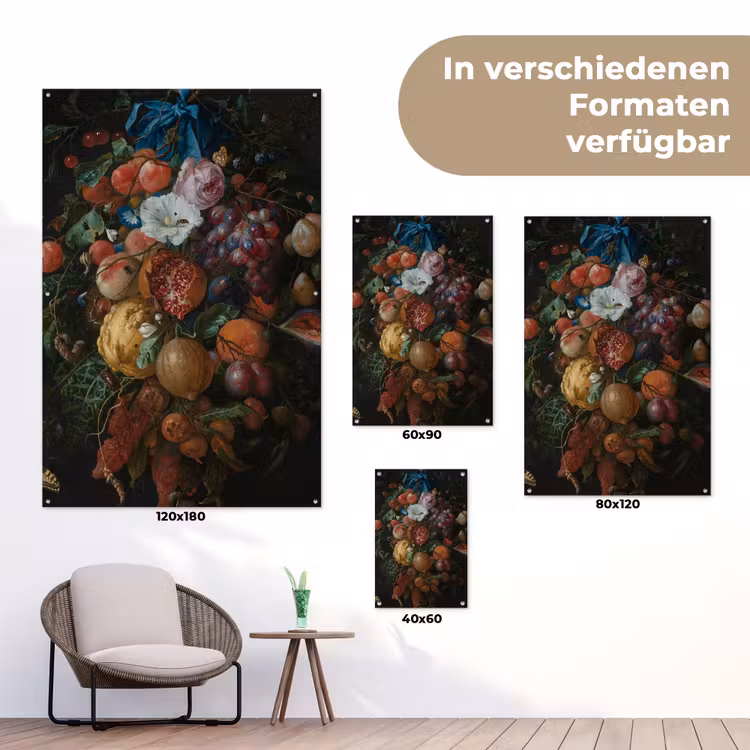Festoen van vruchten en bloemen - Schilderij van Jan Davidsz. de Heem tuinposter los doek klein -Xsfeer9_DE