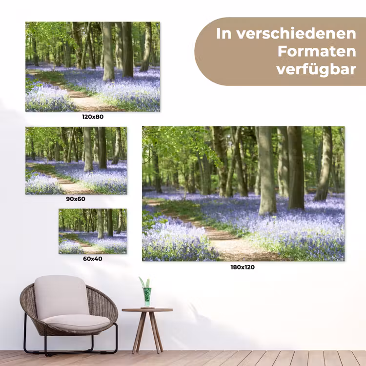 Lente bos met blauwe bloemen tuinposter los doek klein -Xsfeer9_DE