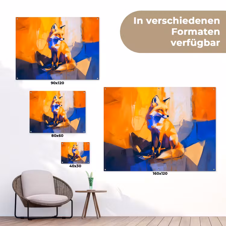 Vos - Oranje - Vormen - Abstract tuinposter los doek klein -Xsfeer9_DE