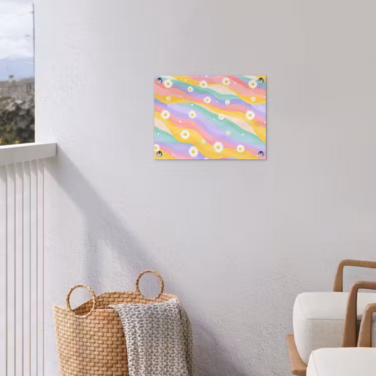 Madeliefjes - Kleurrijk - Pastel - Vrolijk tuinposter los doek klein -sfeer8