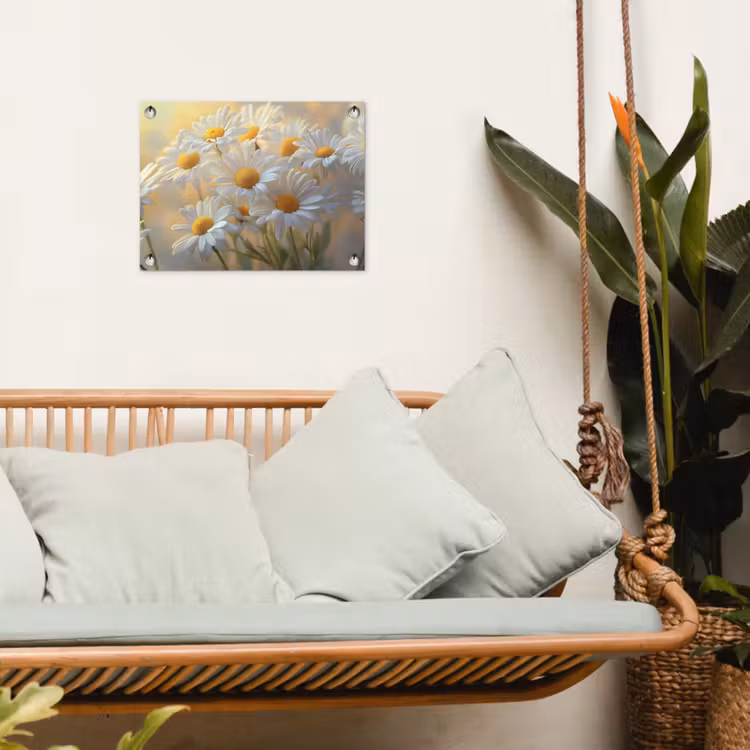Madeliefjes - Wit - Zonlicht tuinposter los doek klein -sfeer7