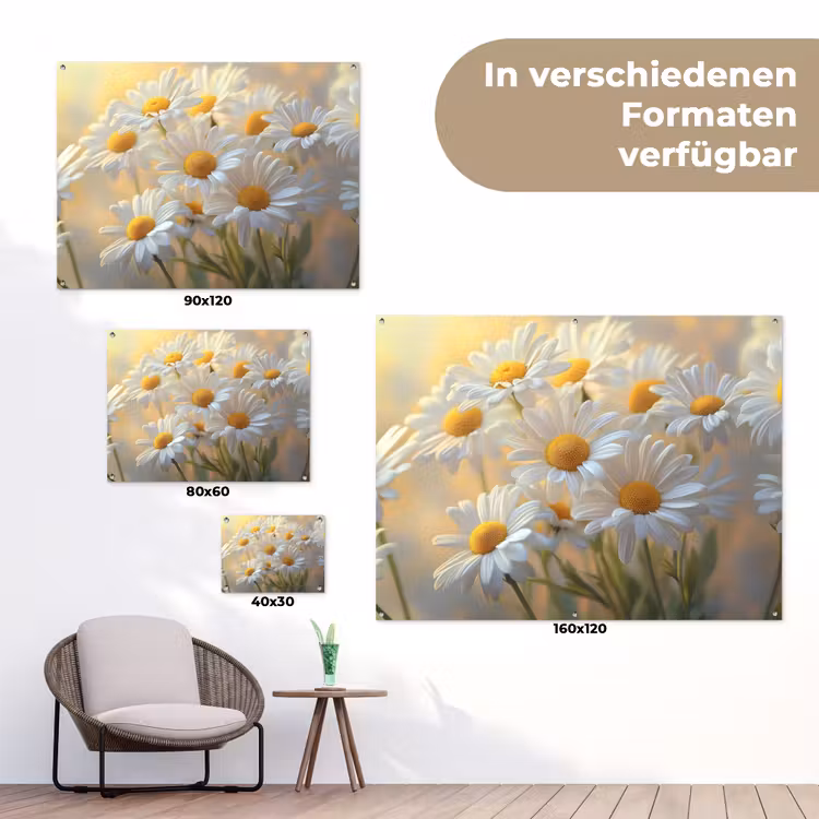Madeliefjes - Wit - Zonlicht tuinposter los doek klein -Xsfeer9_DE