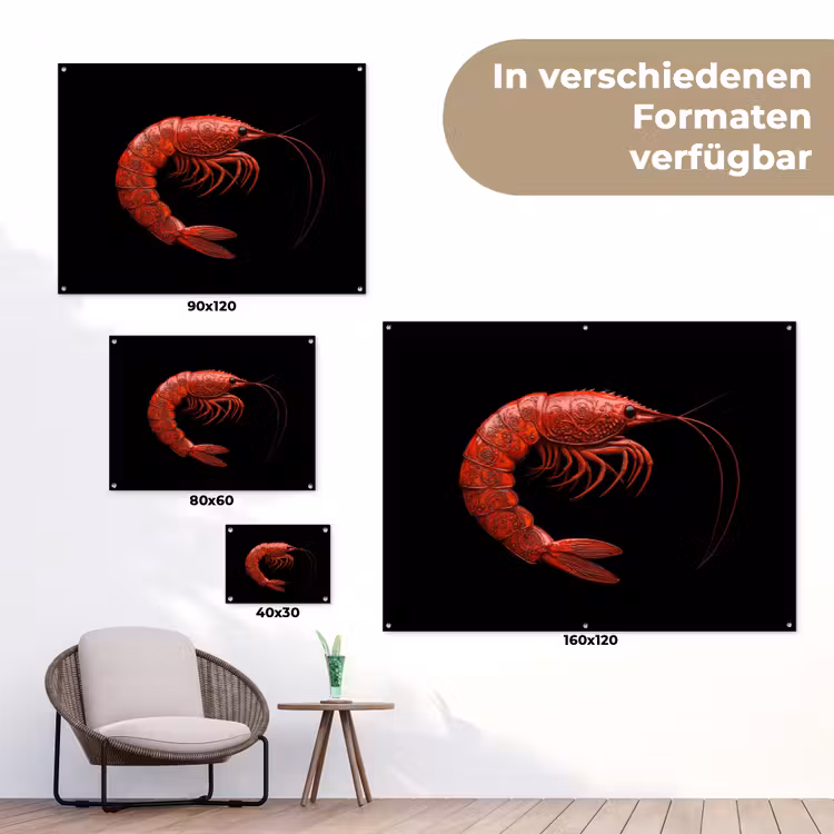 Garnaal - Rood - Dieren tuinposter los doek klein -Xsfeer9_DE