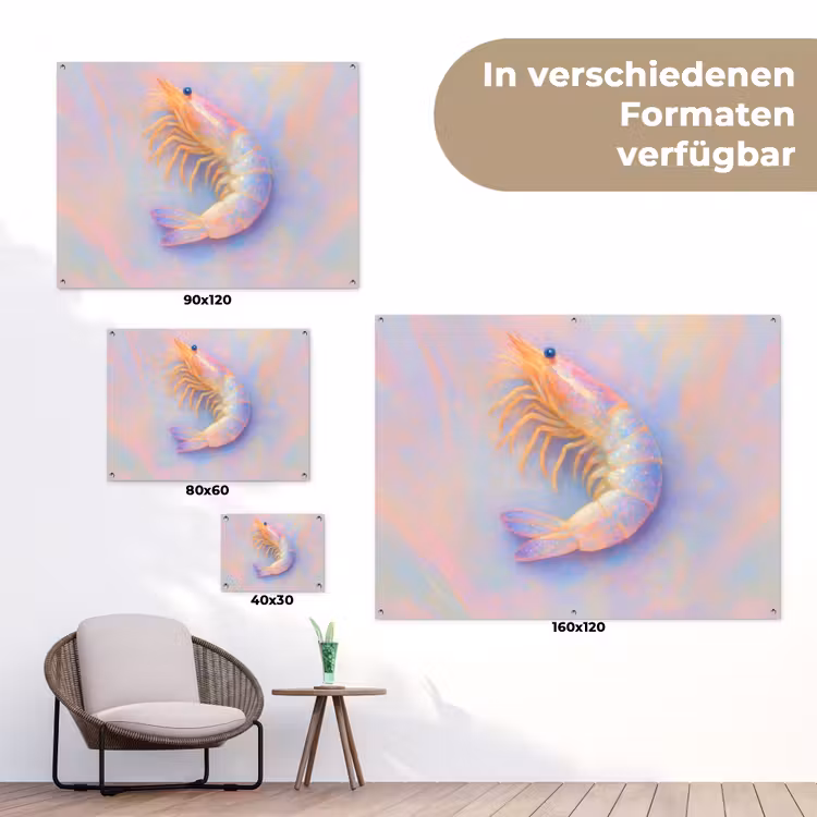 Garnaal - Subtiele structuur - Blauw - Roze tuinposter los doek klein -Xsfeer9_DE