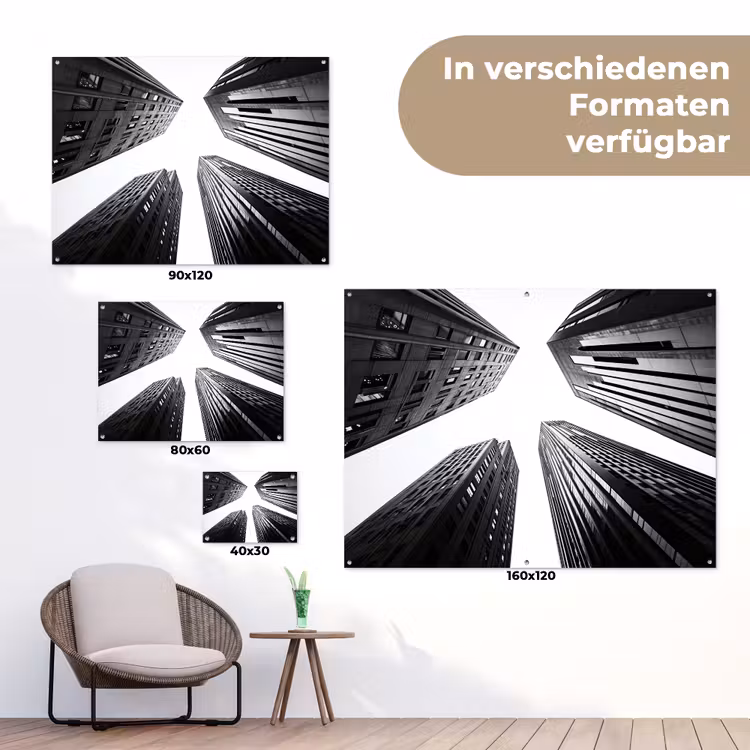 Gebouwen - Lucht - Zwart tuinposter los doek klein -Xsfeer9_DE