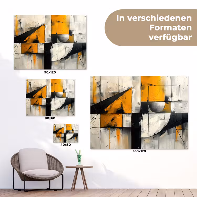 Geel - Abstract - Modern - Vormen tuinposter los doek klein -Xsfeer9_DE