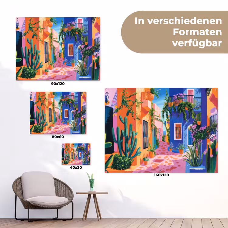 Geel - Blauw - Oranje - Huis tuinposter los doek klein -Xsfeer9_DE