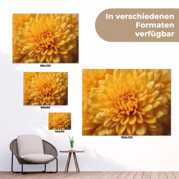 Geel - Chrysant - Zachtheid tuinposter los doek klein -Xsfeer9_DE