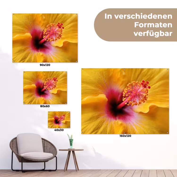 Geel - Hibiscus - Tropisch tuinposter los doek klein -Xsfeer9_DE