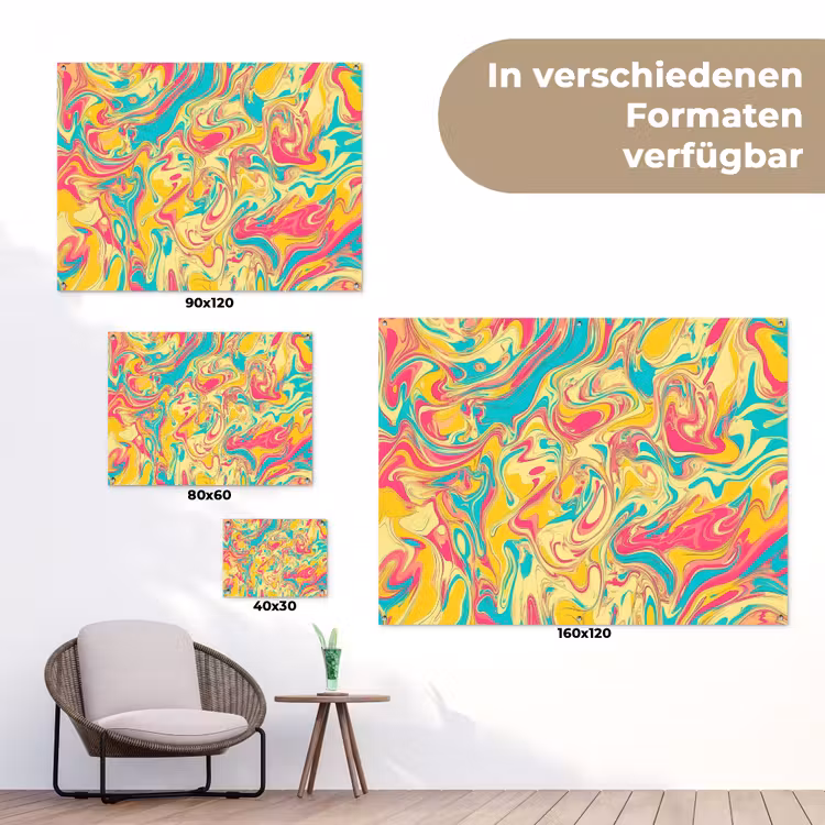 Geel - Roze - Blauw - Retro tuinposter los doek klein -Xsfeer9_DE