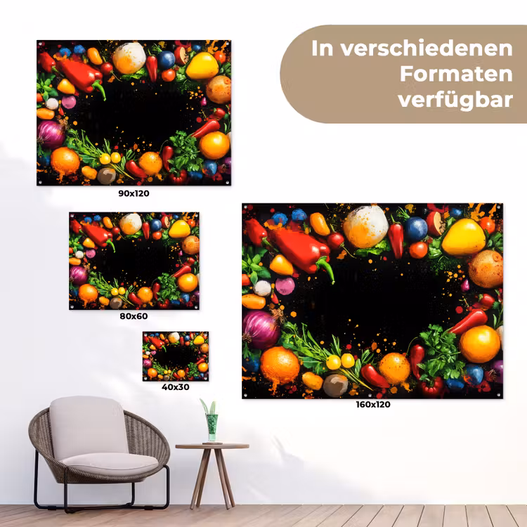 Groente - Graffiti - Kleurrijk - Koken - Abstract tuinposter los doek klein -Xsfeer9_DE
