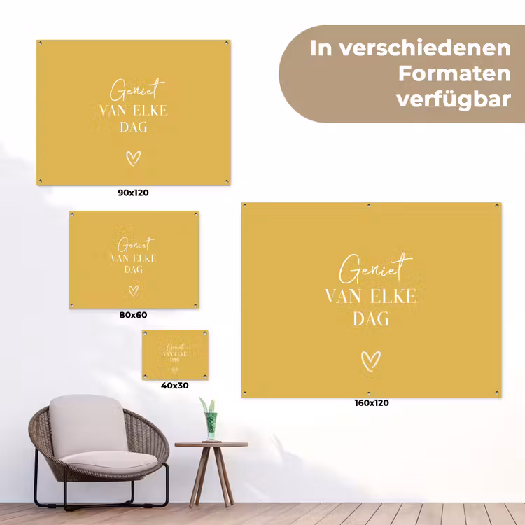 Geniet van elke dag tuinposter los doek klein -Xsfeer9_DE